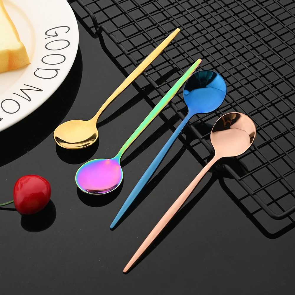 مرآة الذهب الوردي أطباق مجموعة أدوات المائدة الفولاذ المقاوم للصدأ المنزل أواني الطعام حفلة شوكة ملعقة الحلوى سكين المطبخ عشاء مجموعة أدوات المائدة #4