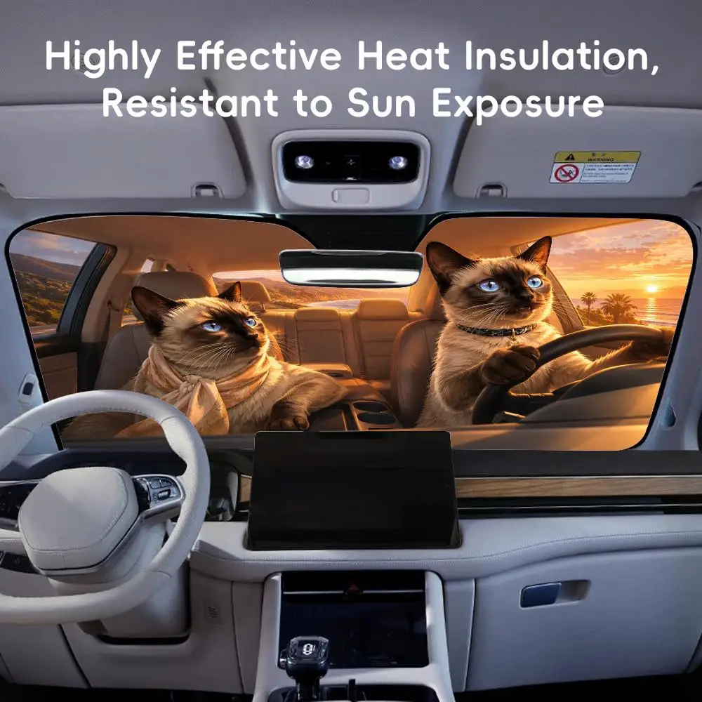 Blue-eyed Siamese cat Sun Visor Car Sun Shade Front Windshield Coverings Blocker Auto Protector Window Visor Screen Cover