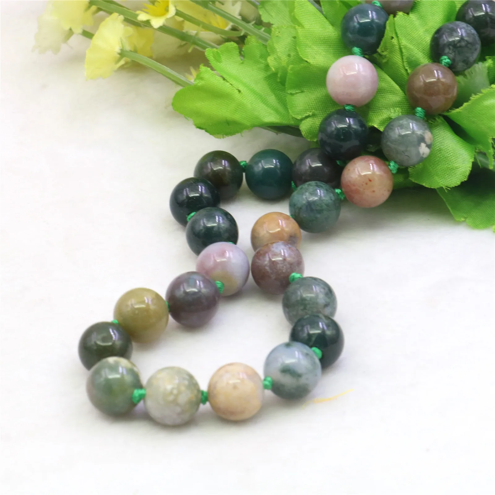 10mm Round Multicolor India Agates Onyx Necklace Natural Stone Hand Made Women Neutral Neckwear DIY Jewelry Making Design