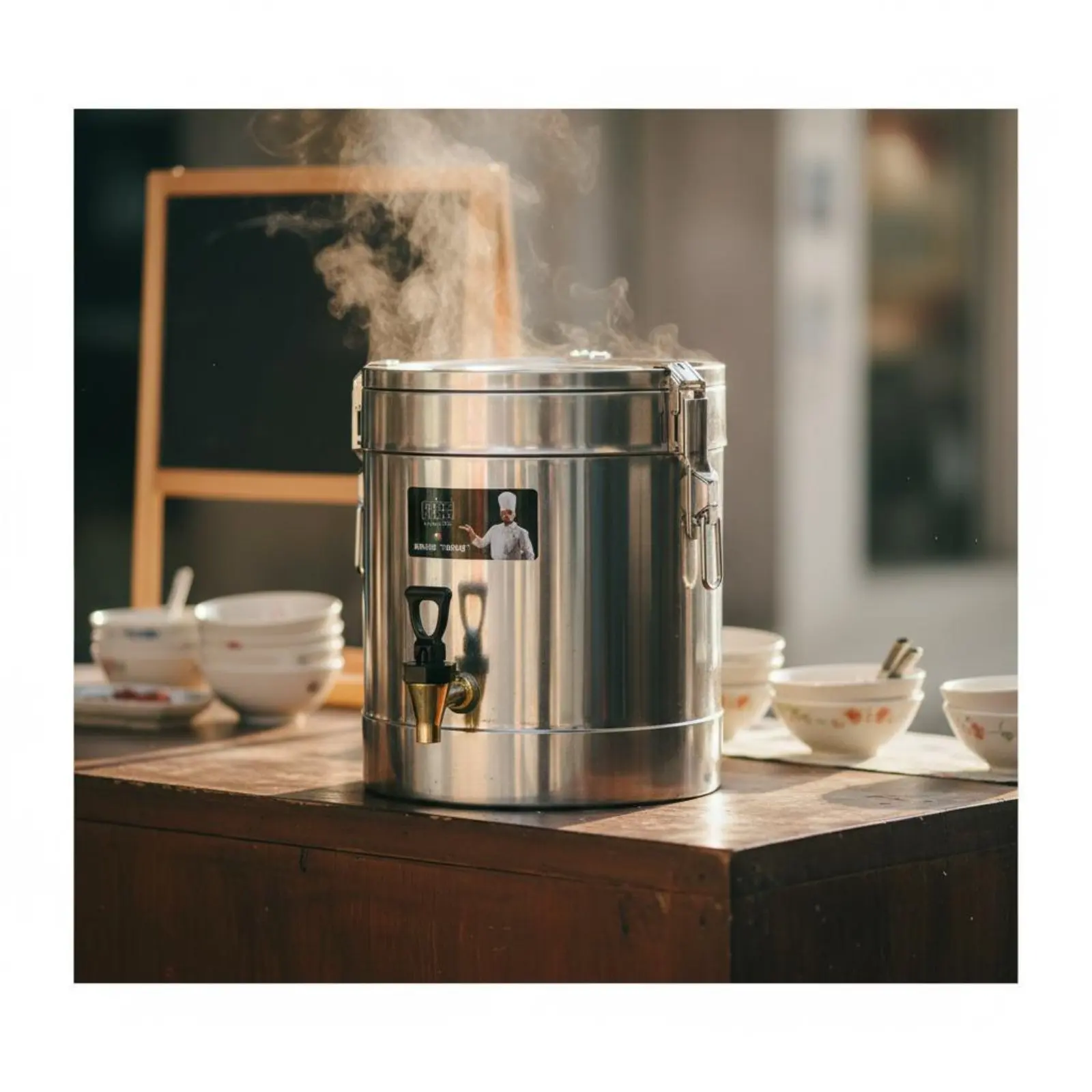 

Stainless Steel Thermal Barrel Portable Stainless Steel Insulated Barrel Thermal Soup Container Energy Saving for Restaurants
