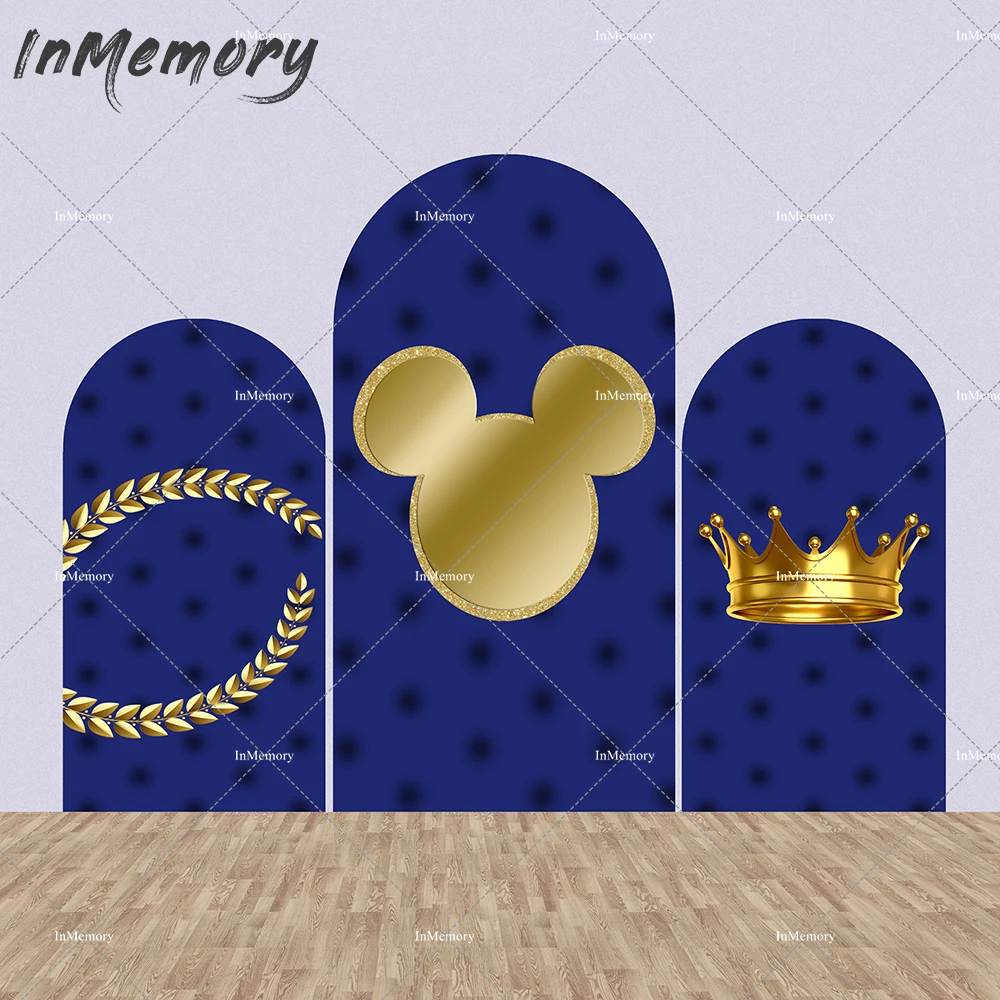 Royal Princess Crown Boy Birthday Arch Cover Chiara Backdrops Cartoon Mickey Mouse Arched Wall Background Baby Shower Photobooth