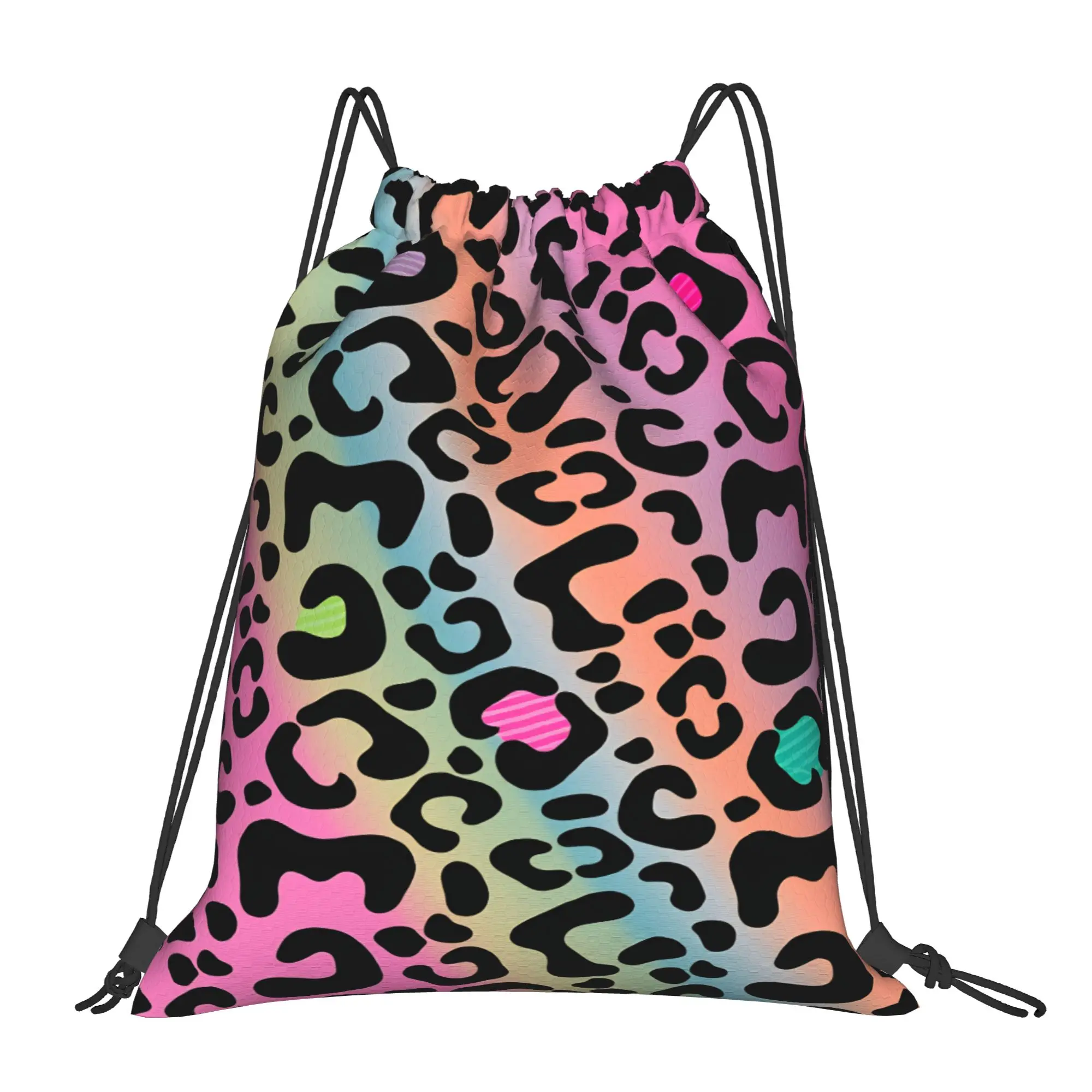 Leopard Print  Backpack  Large Men Sports Camping Custom Sackpack String Bags