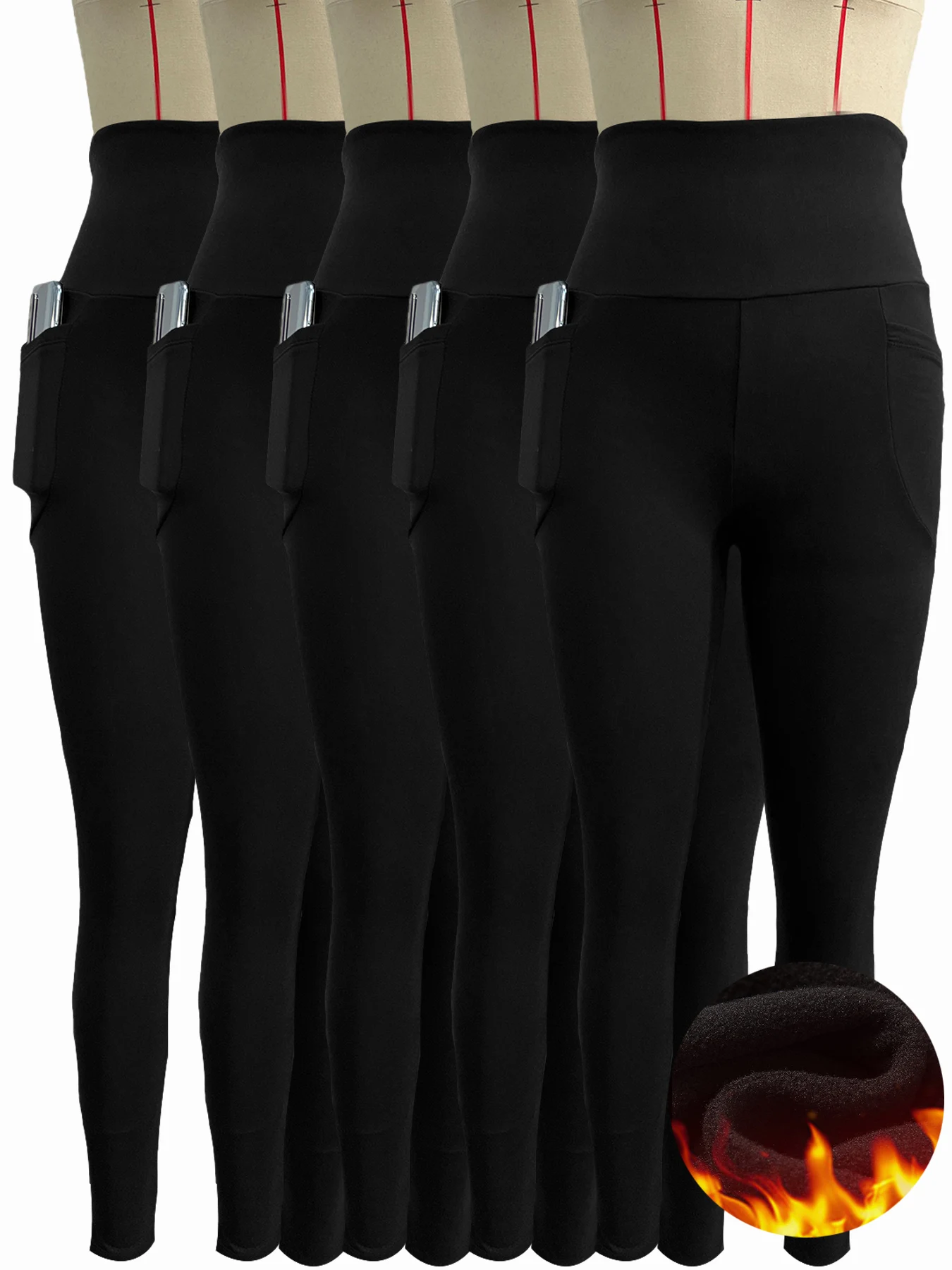 

Комплект из 5 супермягких леггинсов больших размеров для женщин, леггинсы с высокой талией для контроля живота, без прозрачных штанов для тренировок, йоги, бега