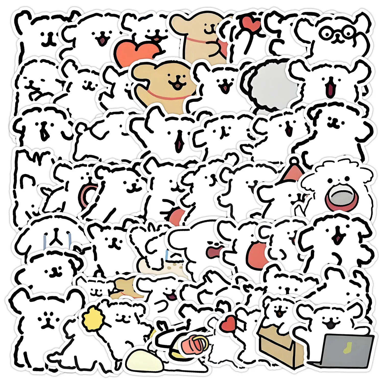 

10/50PCS Cartoon Line Dog Cute Stickers Decals DIY Kids Toys For Laptop Luggage Notebook Skateboard Guitar Graffiti Sticker