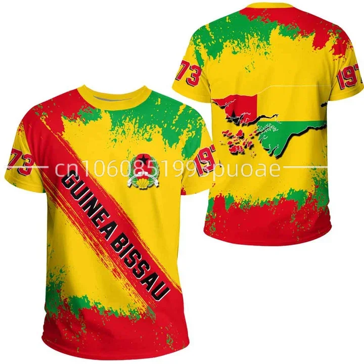 2023 Flag of Guinea-bissau National Flag T-shirt Casual Fashion Street T-shirt Oversize Round Neck Men and Women T-shirt