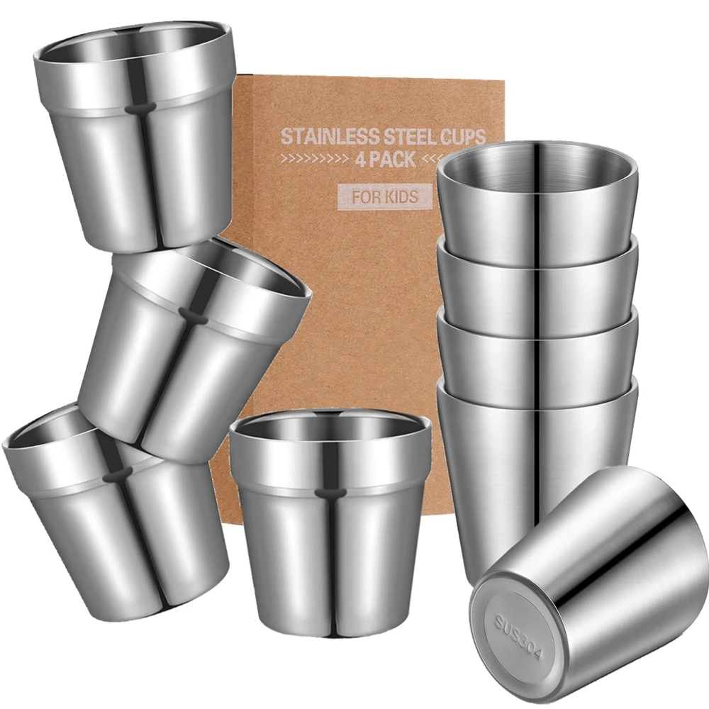 Roestvrijstalen bekers 10oz 6oz Campingmokken 4 stuks Herbruikbare Premium Metalen beker Dubbelwandige drinkbeker voor BBQ Home Drinkgereedschap - afbeelding 2