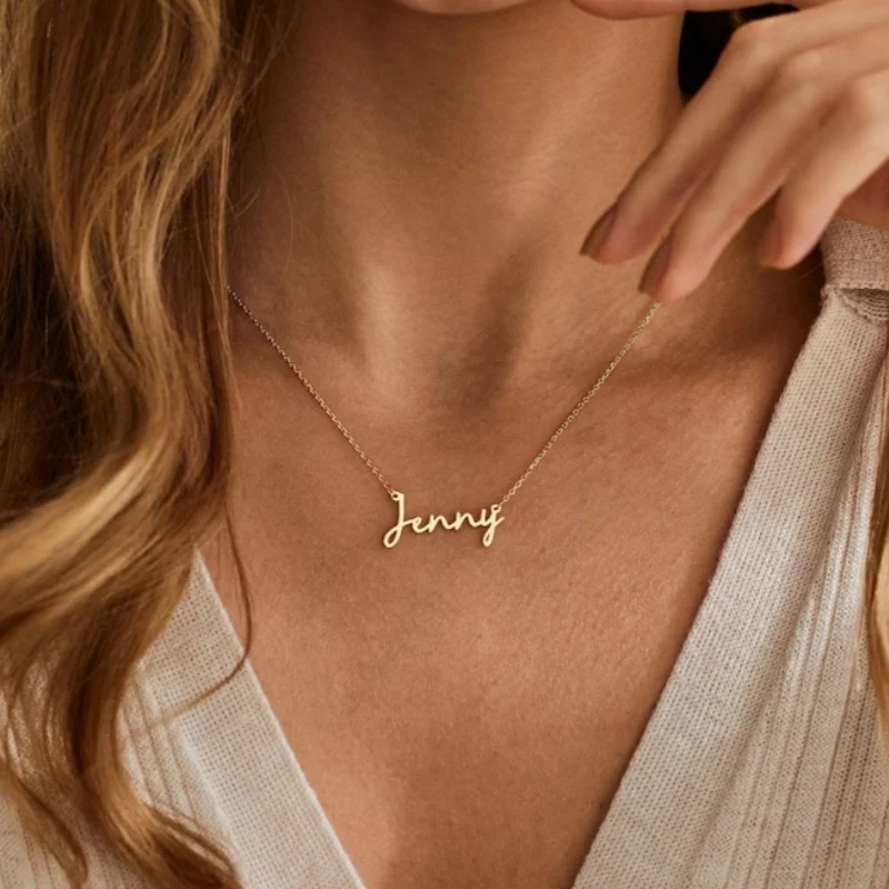 Personalized Custom Script Name Necklace,304 Stainless Steel Nameplate Pendant Jewelry,Gift for Birthday Anniversary Girlfriend