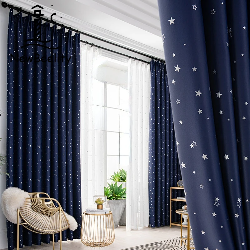 

Rural Style Curtains for Living Dining Room Bedroom Stars Craft Blackout Curtain Fabrics