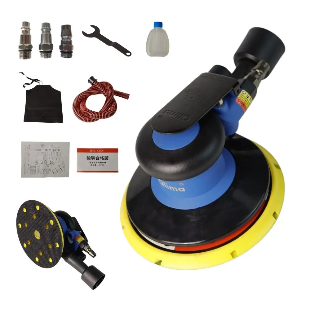 Lixadeira Orbital Pneumática Industrial 215 Extração de Poeira 15 Furos 12000 Rpm sem Carga mm Órbita Lixadeira de ar de Carro