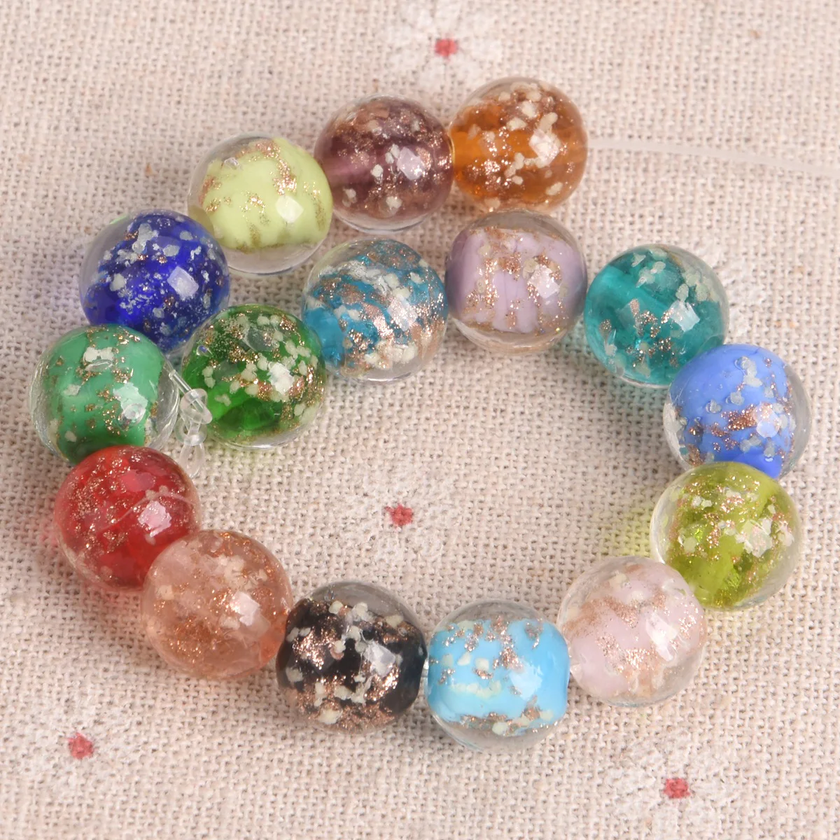 10pcs Round Luminous 6mm 8mm 10mm 12mm Handmade Lampwork Glass Loose Beads for Jewelry Making DIY Crafts Findings