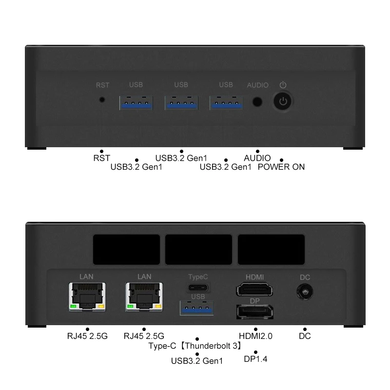 Günstiger Mini-Computer Dual DDR5 Slot 2.5G RJ45 Nic Thunderbolt3.0 Typ-C DP HD Win11 Intel 13. Generation i7 1360P ES 1365U ES Mini-PC