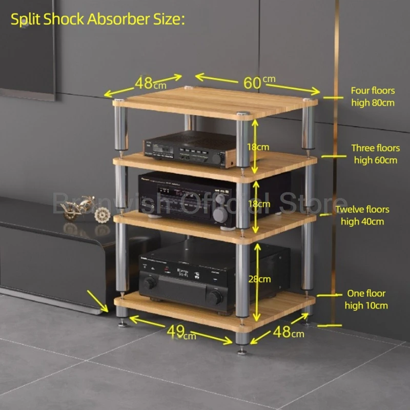 Marco de gabinete de altavoz SUS 304, estante de Audio de 2-4 niveles, soporte amplificador antivibración, tablero E1 para amplificadores, caja de sonido, lugar de estante