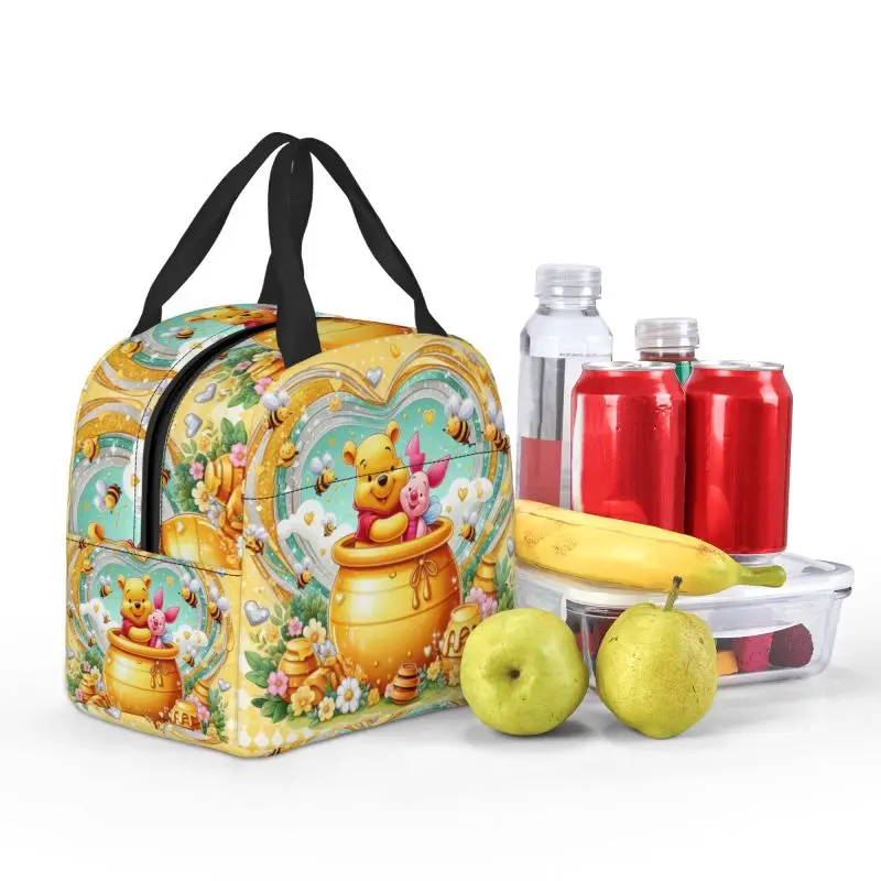 Winnie The Pooh Insulated Lunch Box for Women Reusable Warm Cooler Thermal Lunch Bag Travel Food Picnic Container Tote Bags