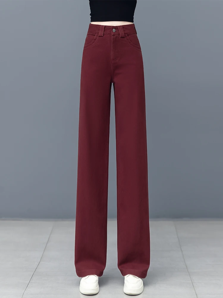 

Джинсы Ankela с высокой талией и широкими штанинами прямого кроя, женские, весенне-осенние, повседневные, в корейском стиле, удобные, из хлопка