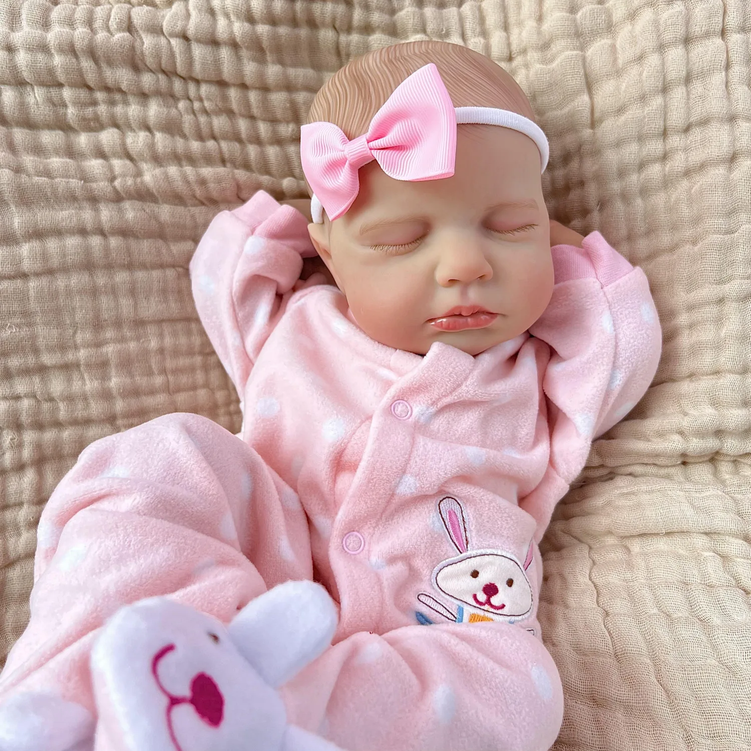 BZDOLL 48 CM Realistyczna 19-calowa Lalka Reborn Śpiąca z Materiałowym Ciałem, Lalka z Skórą 3D, Realistyczny Prezent Urodzinowy dla Dzieci