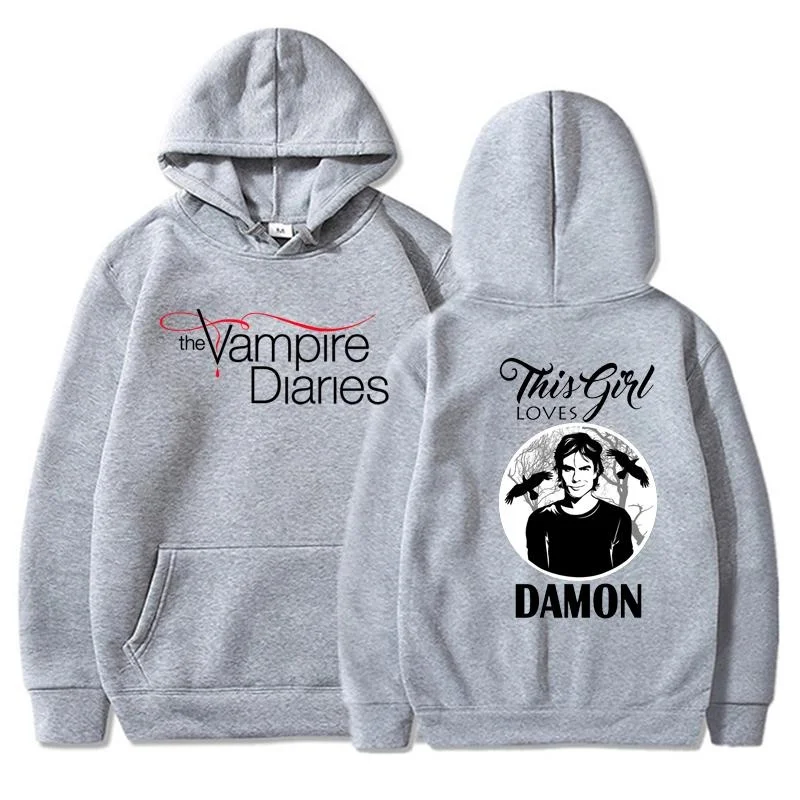 The Vampire Diaries Hoodies Women Fashion Personality Hooded Sweatshirt Casual Outdoor Loose Long Sleeve Pullover Korean Couple