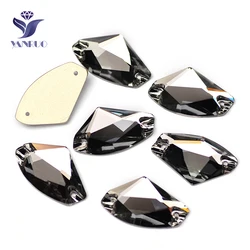 YANRUO 3256 All Sizes Black Diamond Sewing Stones Flatback Galactic Crystal Rhinestone Sew On Strass Beads
