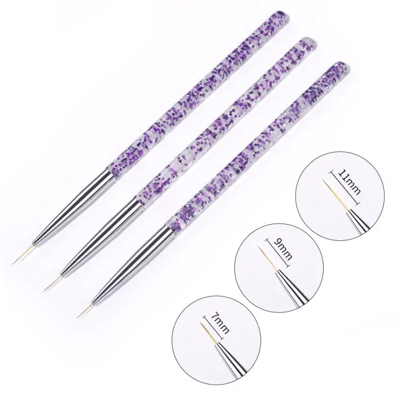 3pcs/Set Acrylic French Stripe Nail Art Line Painting Pen 3D Tips Manicure slim Line Drawing Pen UV Gel Brushes Painting Tools