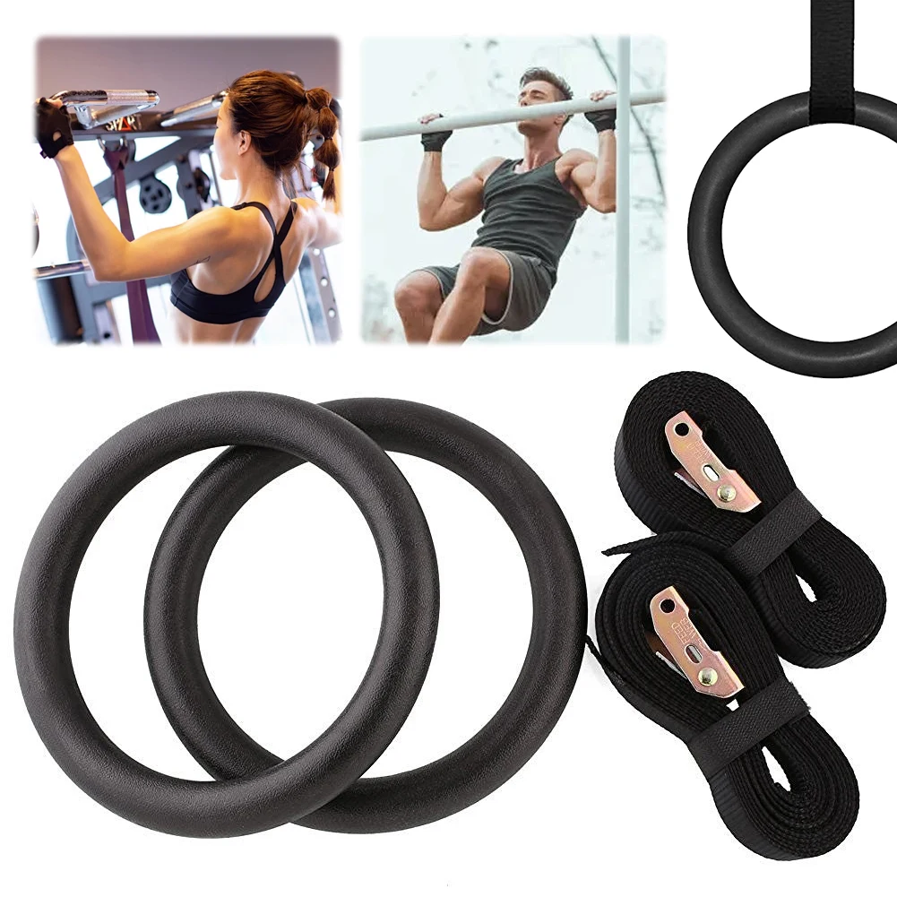 2Pcs Gymnastics Rings Pull up Handle Ring Heavy Duty Fitness Gym Rings Adjustable Strap Exercise Multi-Use for Strength Training