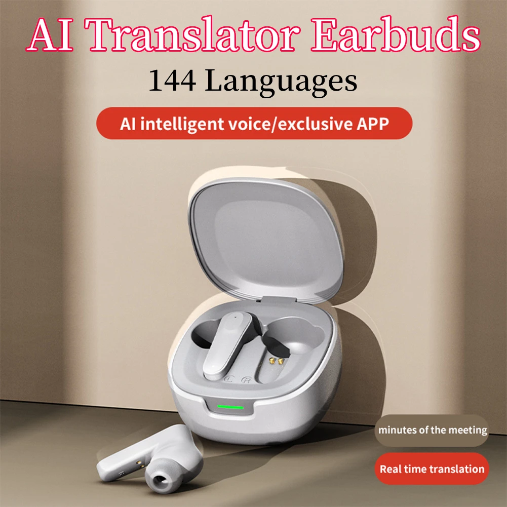 Wireless Bluetooth 5.4 AI Translation Earbuds 99% Accuracy 144 Languages real time translators headphones Smart Voice Translator