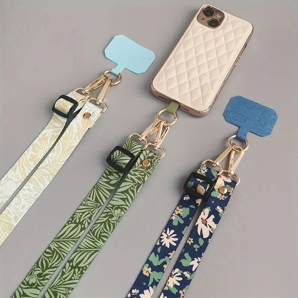 

Модный шейный шнур с зелеными листьями, ремешок для телефона, подвесной шнур для телефона, подвесные ремни на запястье, регулируемая подвесная веревка