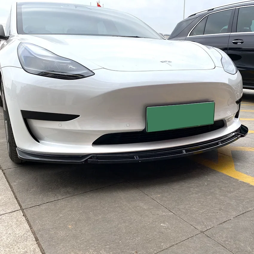 For Tesla Model 3 2017 To Up Maxton Style Front Bumper Lip Cover Splitter Canards Body Kit Spoiler Diffuser Tuning Auto Parts