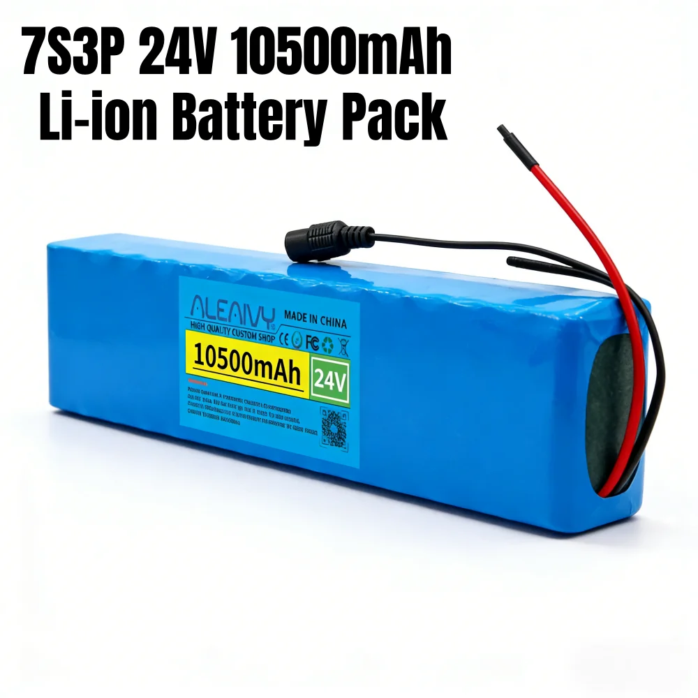 

24V 10.5Ah 7S3P 10500mAh Li-ion Battery Pack with 20A Balanced BMS for Bicycle Scooter Power Wheelchair