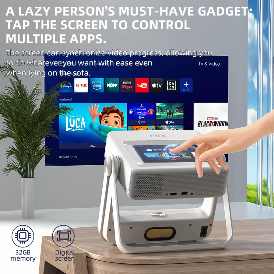 

Проектор с сенсорным экраном, Wi-Fi и Bluetooth, мини-проектор для спальни/дома