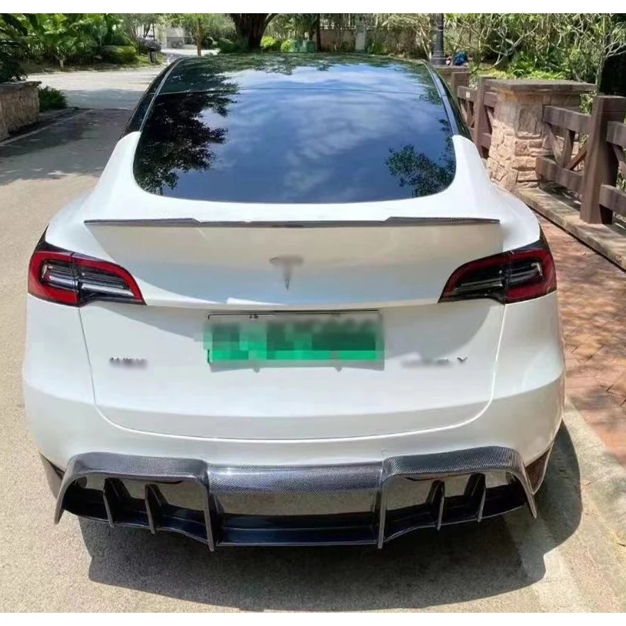 For Tesla Model Y 2020+ Carbon Fiber Car Rear Bumper Lip Diffuser Spoiler Parts Upgrade Body kit Car Accessories