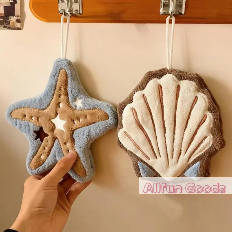1 Pcs Cute Starfish Shape Super Water-Absorbing Soft Hand Towel For Bathroom Kitchen Washing Hands Cloth Convenient Hanging