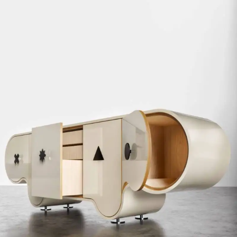 تصميم خزانة تلفزيون خشبية بيضاء لتزيين غرفة الفن شقة مصمم خزانة تلفزيون تخزين حديث أثاث تلفزيون Szafka Pod #4