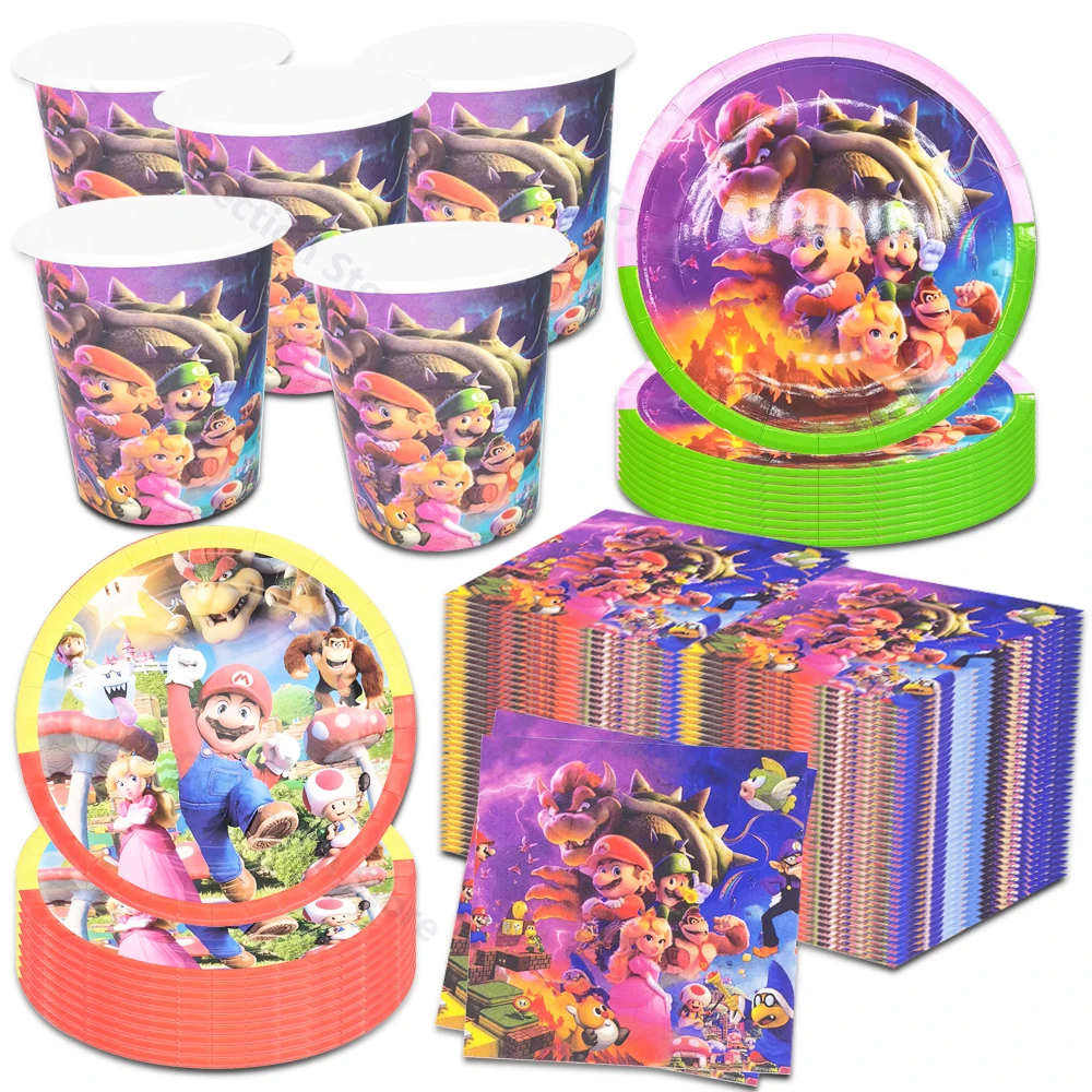 

Party Supplies Decoration Cartoon Super Marios Bros Game DIY Toy Gifts Party Supplies Banner Tablecloth Ballon Baby Anniversary