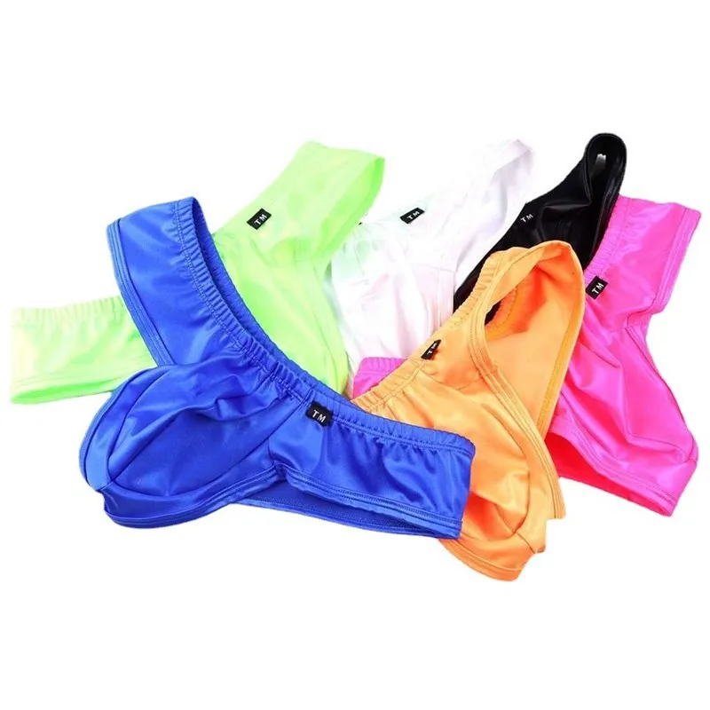 Elastic Ice Silk Men's Bikini Briefs, Low-rise Breathable Underwear with U-convex Pouch