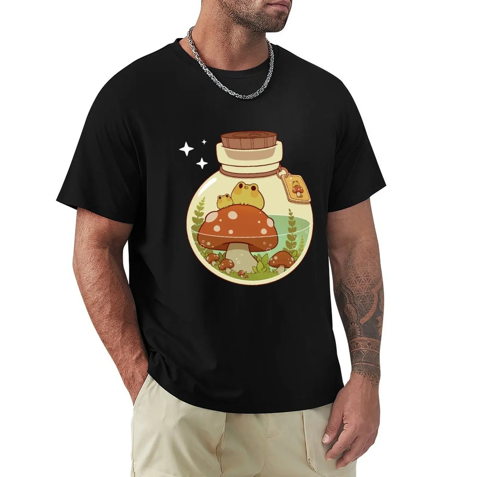 

Frog and mushroom potion T-Shirt Short sleeve tee designer shirts sublime mens graphic t-shirts funny