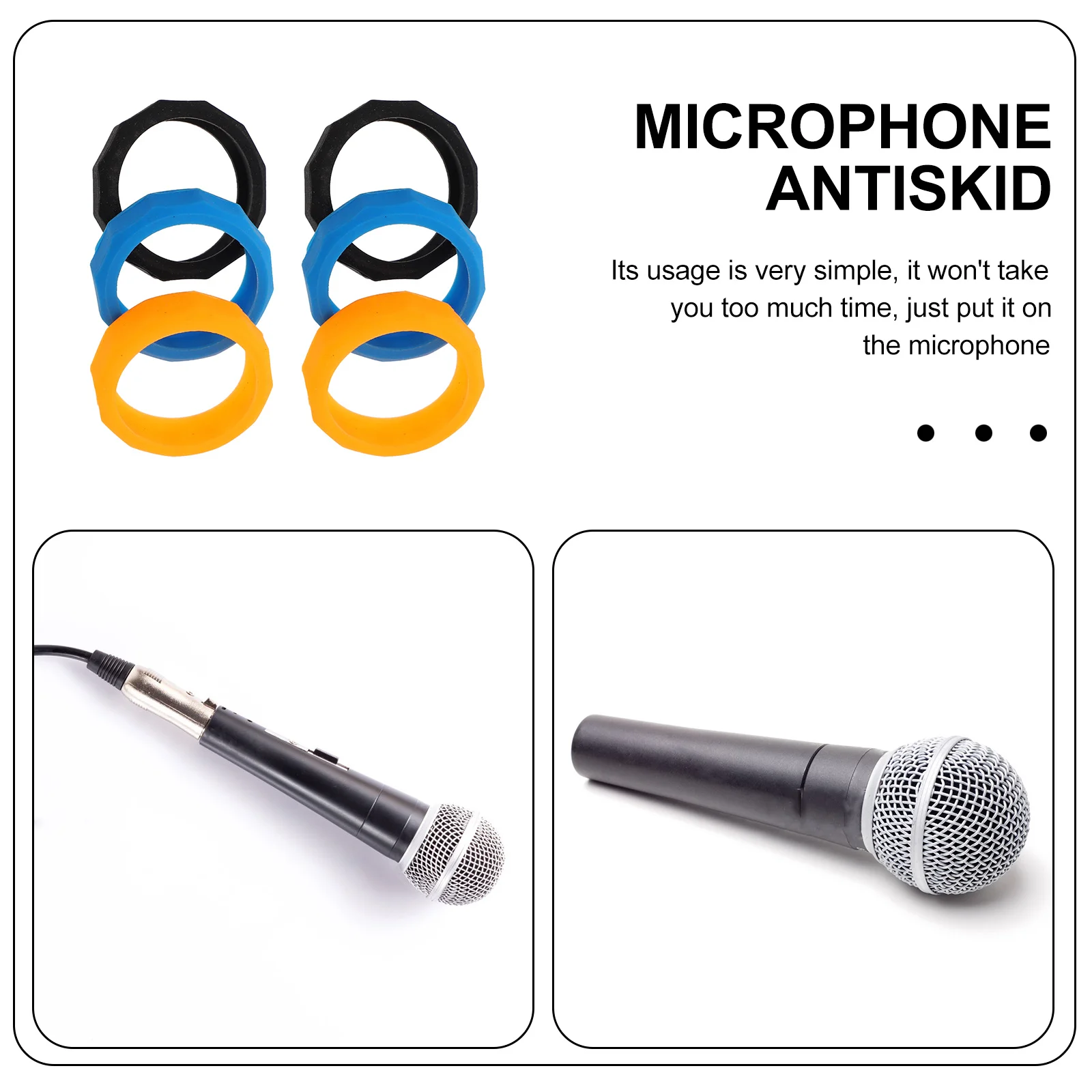 

6pcs Silicone Microphone Anti-Slip Ring Shockproof Non-Slip Holder Skidproof Circle Anti-Roll Protection Accessory For Handheld