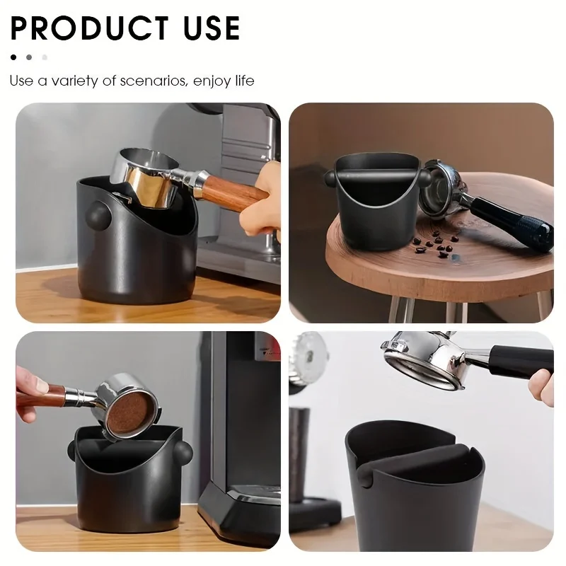 1 Coffee Grounds Trash Can Coffee Tapping Box with Shock Absorption and Durability, Detachable Tapping Rod and Anti Slip Base