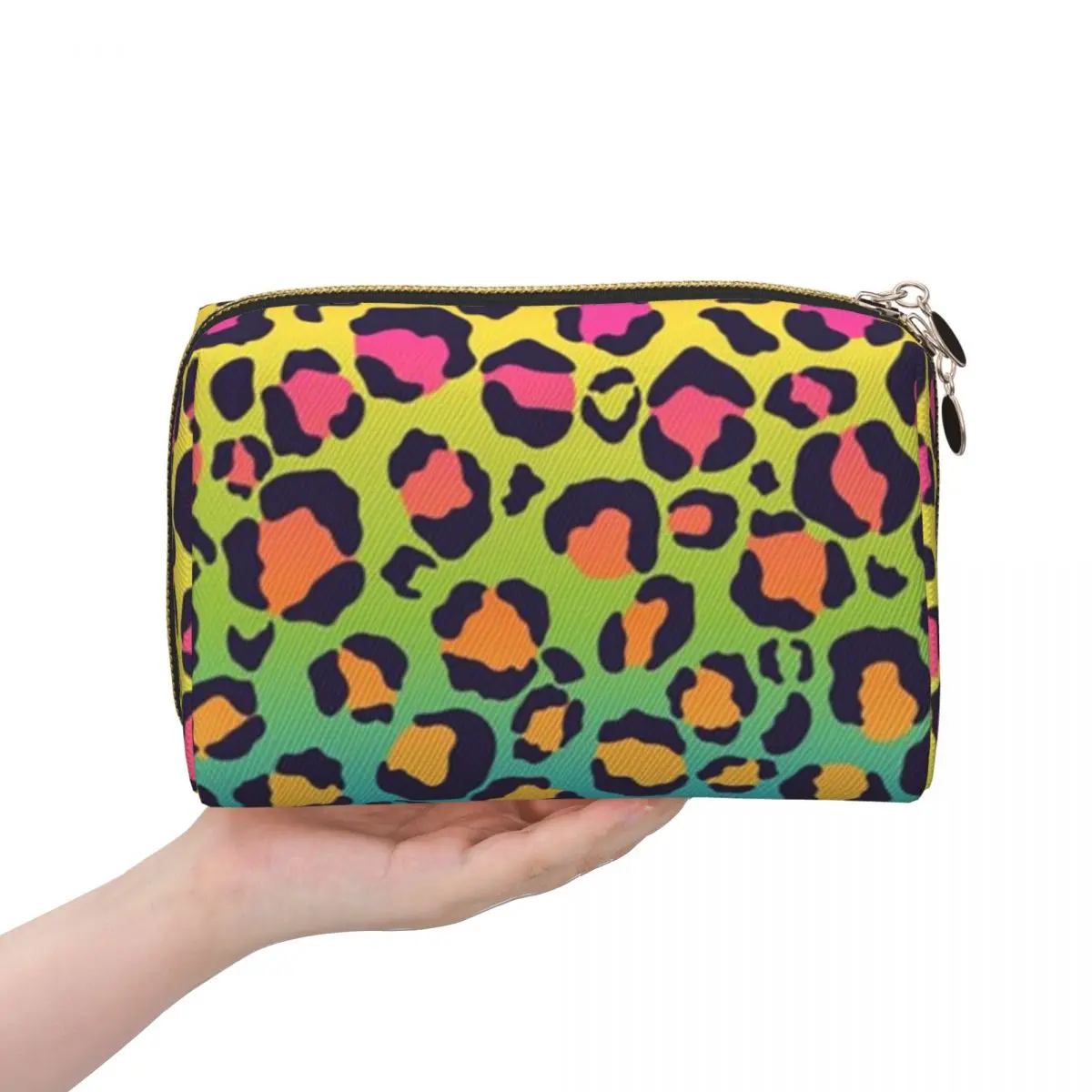 

Bright Rainbow Ombre Gradient Leopard Women Cosmetic Bag Travel Makeup Organizer Pouch Toiletry Storage Dopp Kit Case