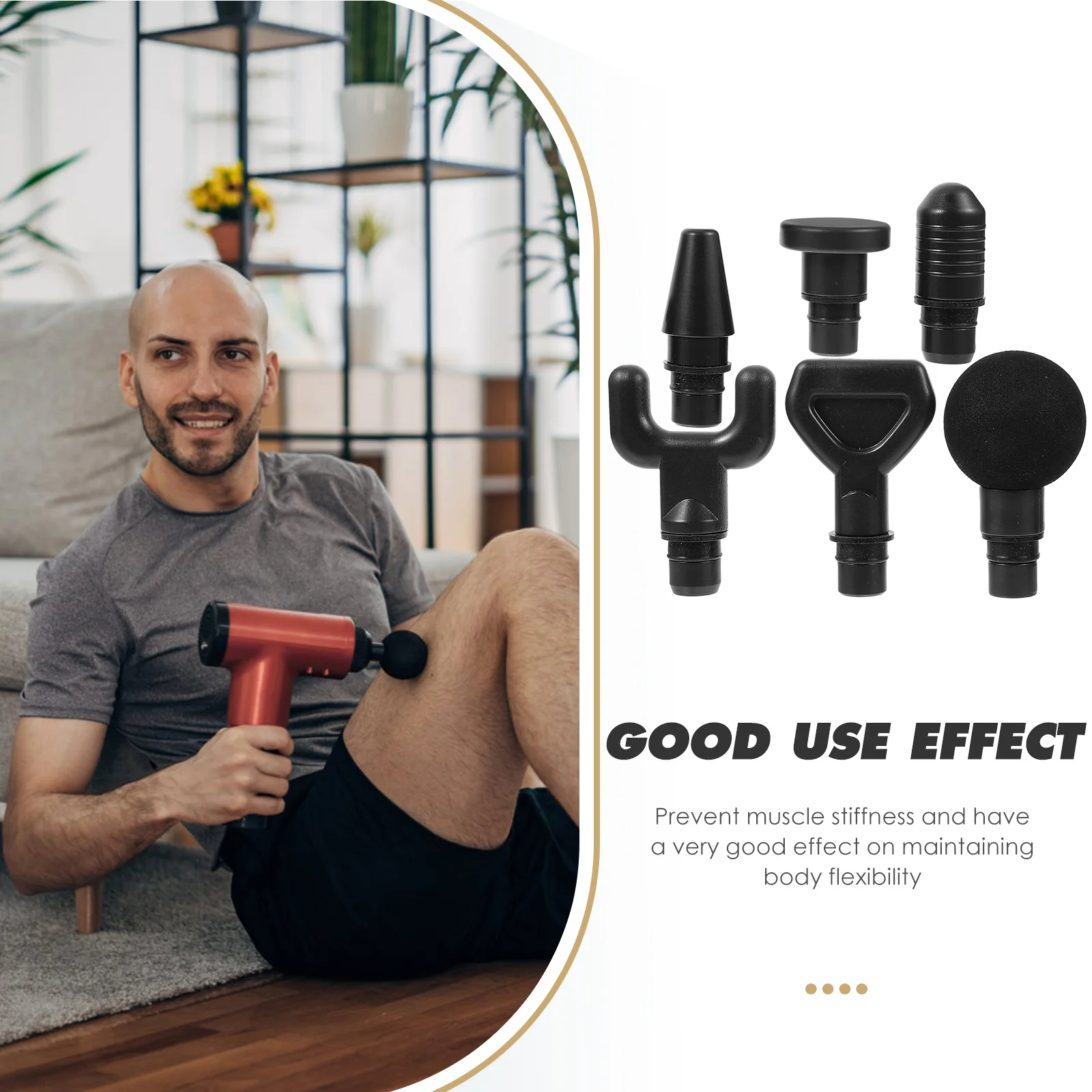 

1 set Body Massager Attachments Replaceable Massage Heads For Muscle Relaxation Portable Recovery Tool Gym Massager Adapter