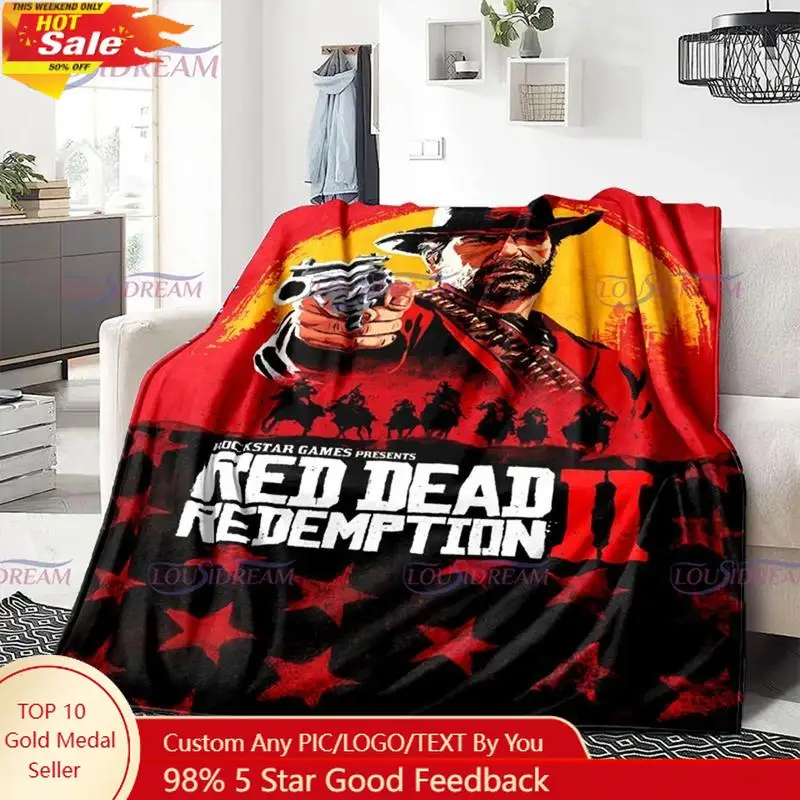 

Game Red Dead Redemption Series Blanket John Marston Blanket Flannel Decoration Home Bedspread Cowboy Characters Blanket