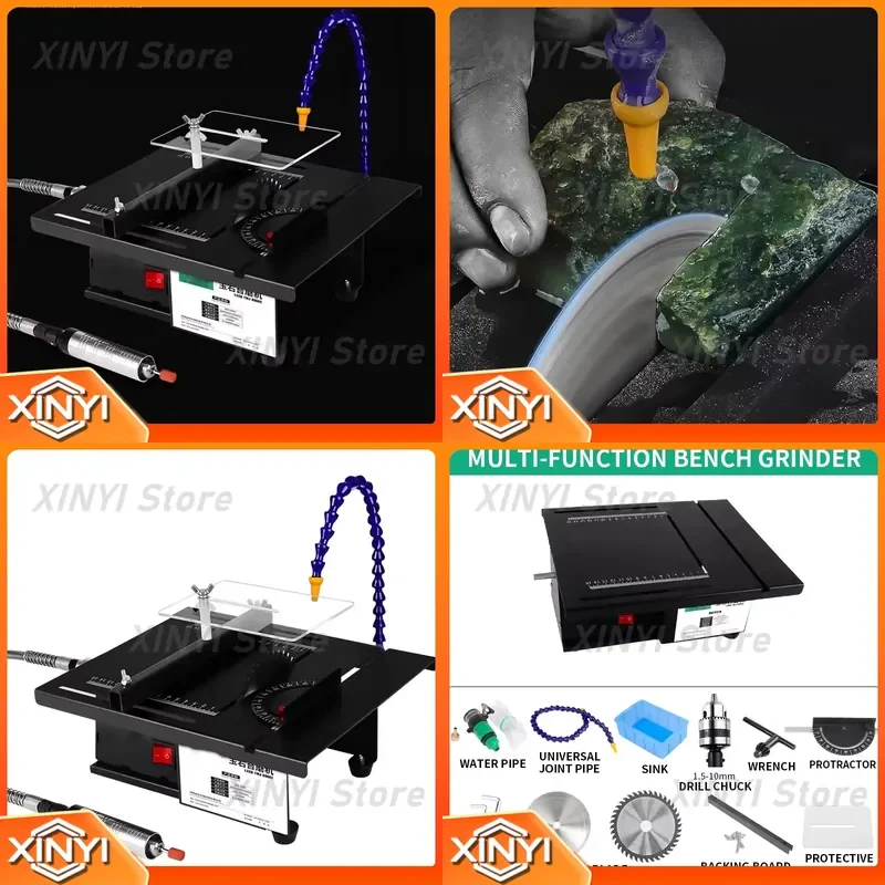 Portable Bench Grinder for Gemstone Faceting Cutting Engraving Polishing Jewelry Rock Grinding Polishing Tool for DIY Jewelry