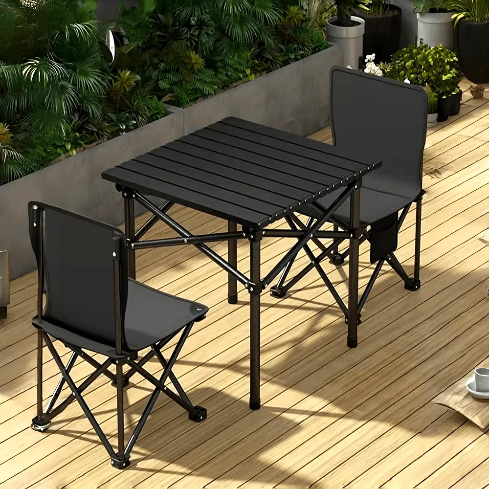 Portable Folding Camping Table for Outdoor Picnic - Lightweight Collapsible Roll-Up Metal Iron Table image 2