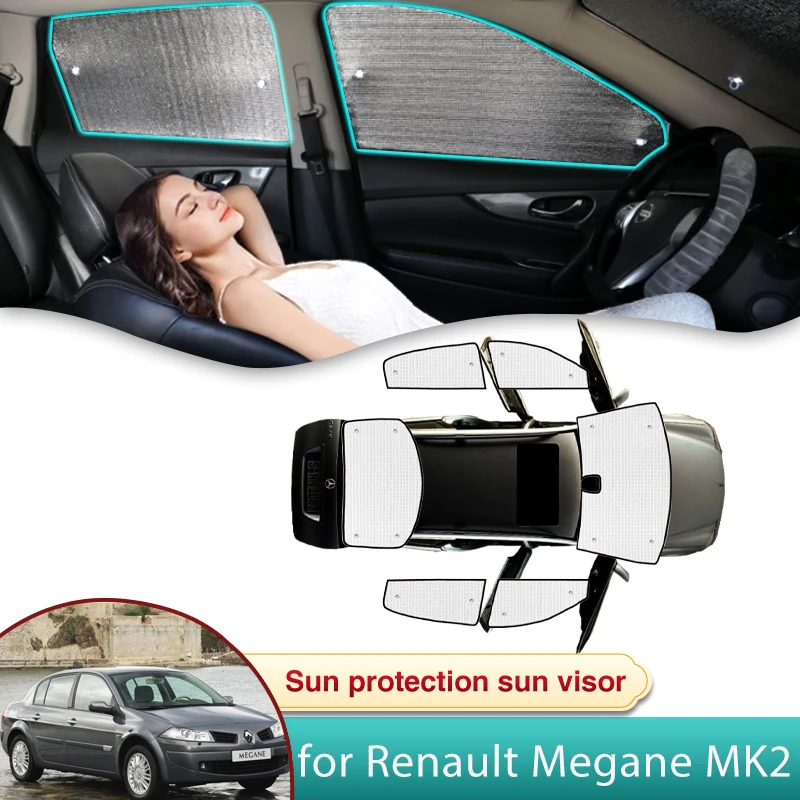 

Автомобильный солнцезащитный козырек для Renault Megane II MK2 Sedan 2003, 2004, 2005, 2006, 2007, 2008, аксессуары, солнцезащитный козырек на лобовое стекло, боковое окно, конфиденциальность