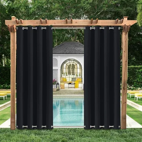 

Outdoor Patio Sun Block Windproof Waterproof Blackout Curtains For Garden Bedroom Porch Gazebo Drapes