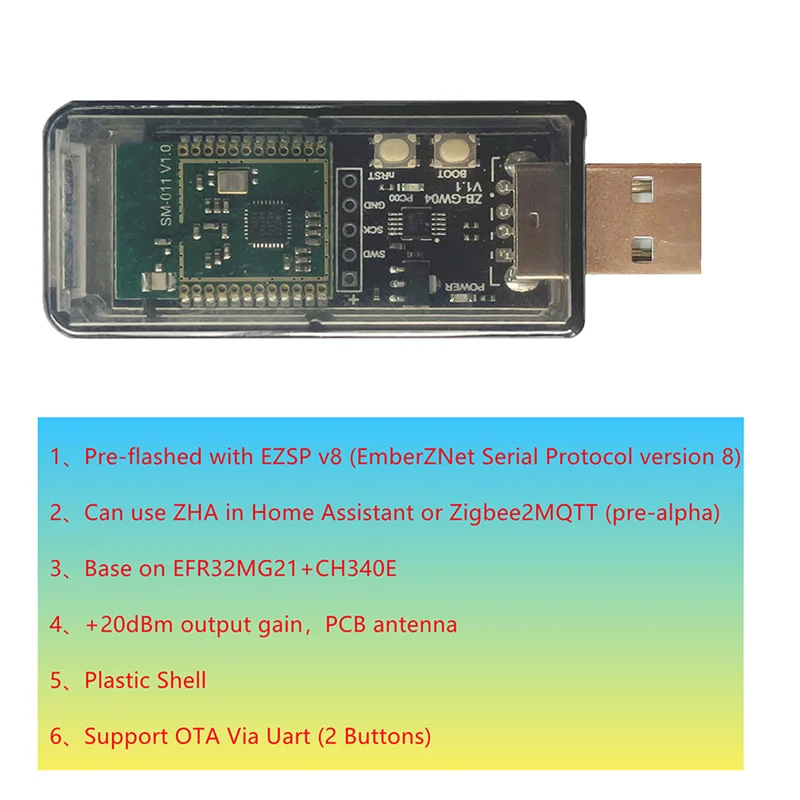 B03B-1 Piece Zigbee 3.0 USB Dongle Zigbee Gateway Analyzer ZHA NCP Home Assistant Openhab