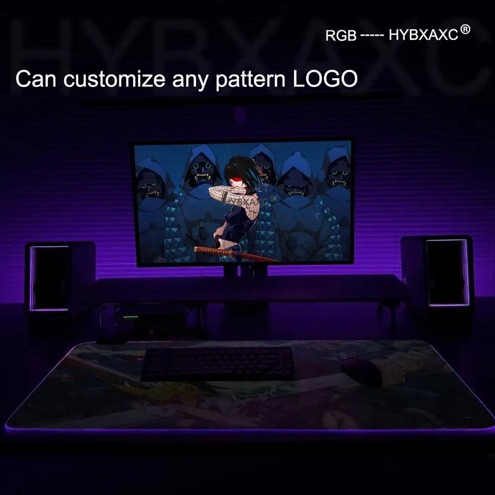 katana Girl Mouse Pad RGB Gaming Mouse Pad Desk Mat HD Gamer Large LED Light XXL MousePads PC Computer Carpet