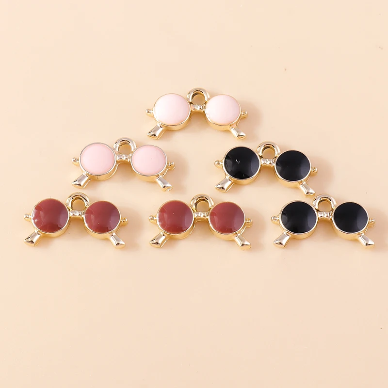 Leslie 10 Stück schöne Emaille Sommer Strand Herz Sonnenbrille Charms für Schmuckherstellung DIY Ohrringe Halsketten Anhänger Zubehör – Detail 13