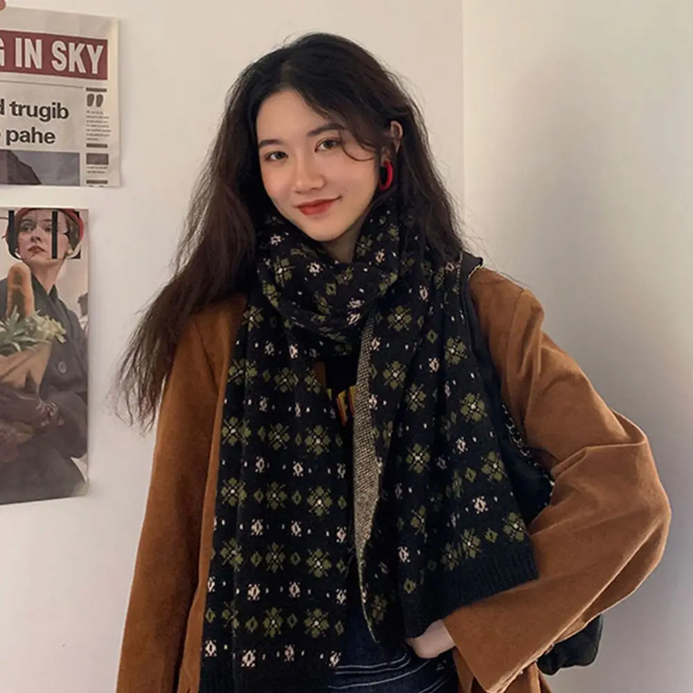 Regalo suéter Tops cálido lana sintética estudiante Otoño Invierno chal bufanda estilo coreano bufanda mujer bufanda accesorios de ropa