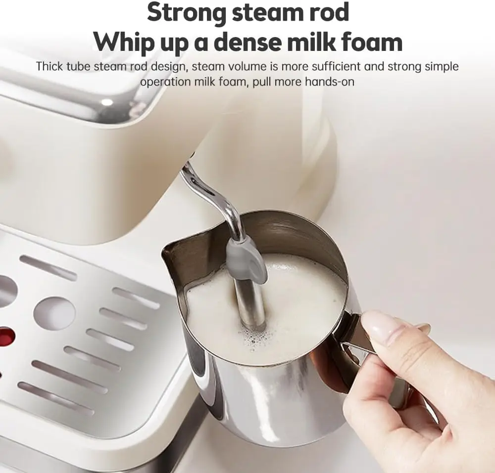 ماكينة صنع القهوة 20 بار ماكينة صنع الاسبريسو من الفولاذ المقاوم للصدأ مع عصا بخار الحليب 2 في 1 1050 وات كابتشينو شبه أوتوماتيكية لاتيه M #4