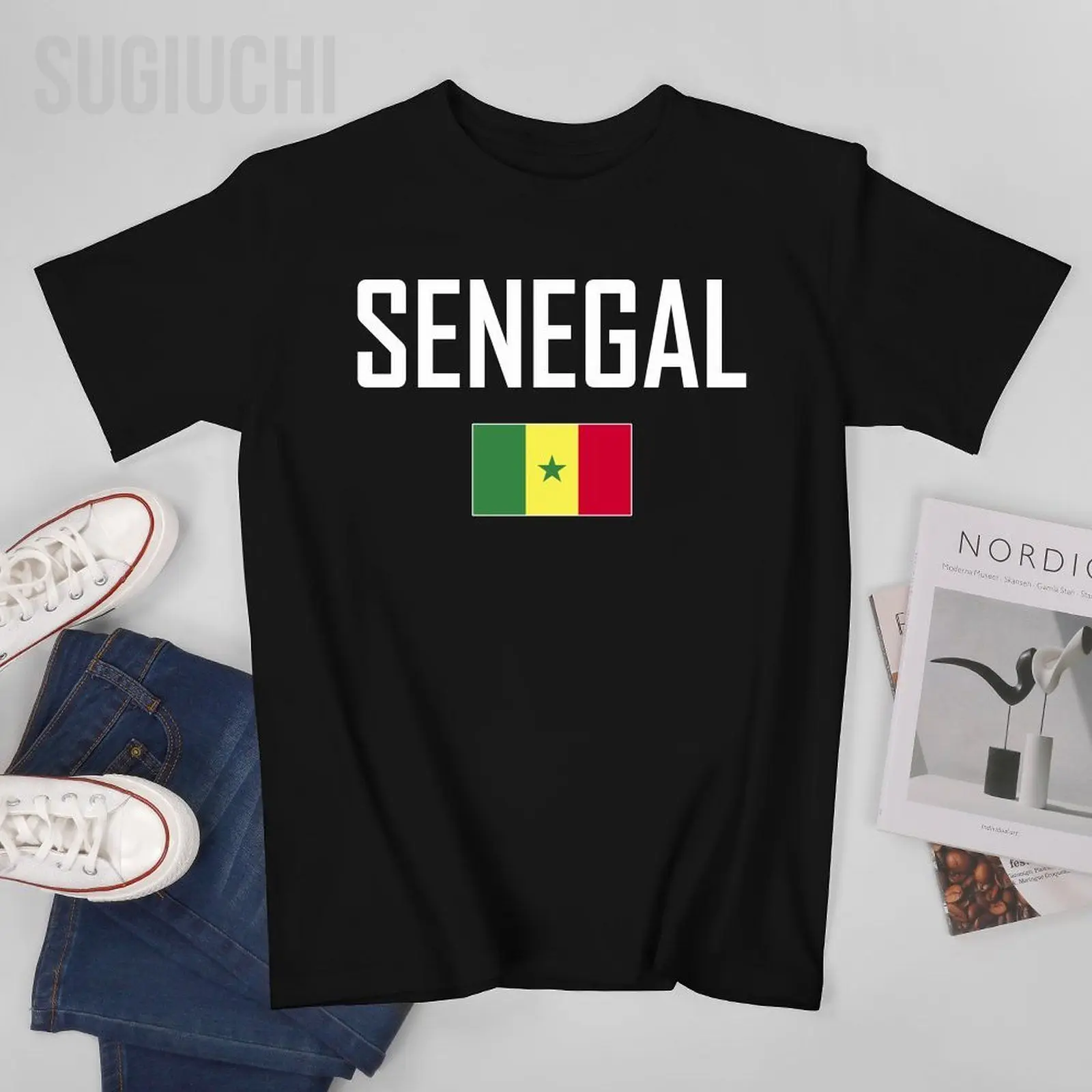 Unisex Men Tshirt SENEGAL Flag And Font Tees T-Shirt O-neck T Shirts Women Boys 100% Cotton Clothing More Color