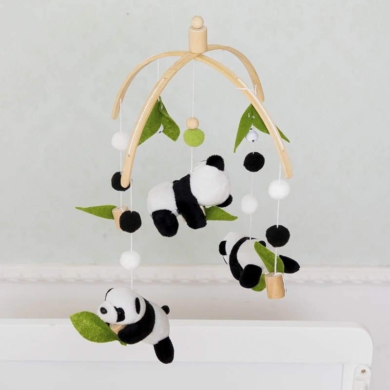 Baby Rammelaar Speelgoed 0-12 Maanden Houten Mobiel Op Het Bed Panda Bed Bel Pasgeboren Muziekdoos Bed Bel Opknoping Speelgoed Wieg Decoratie Cadeau